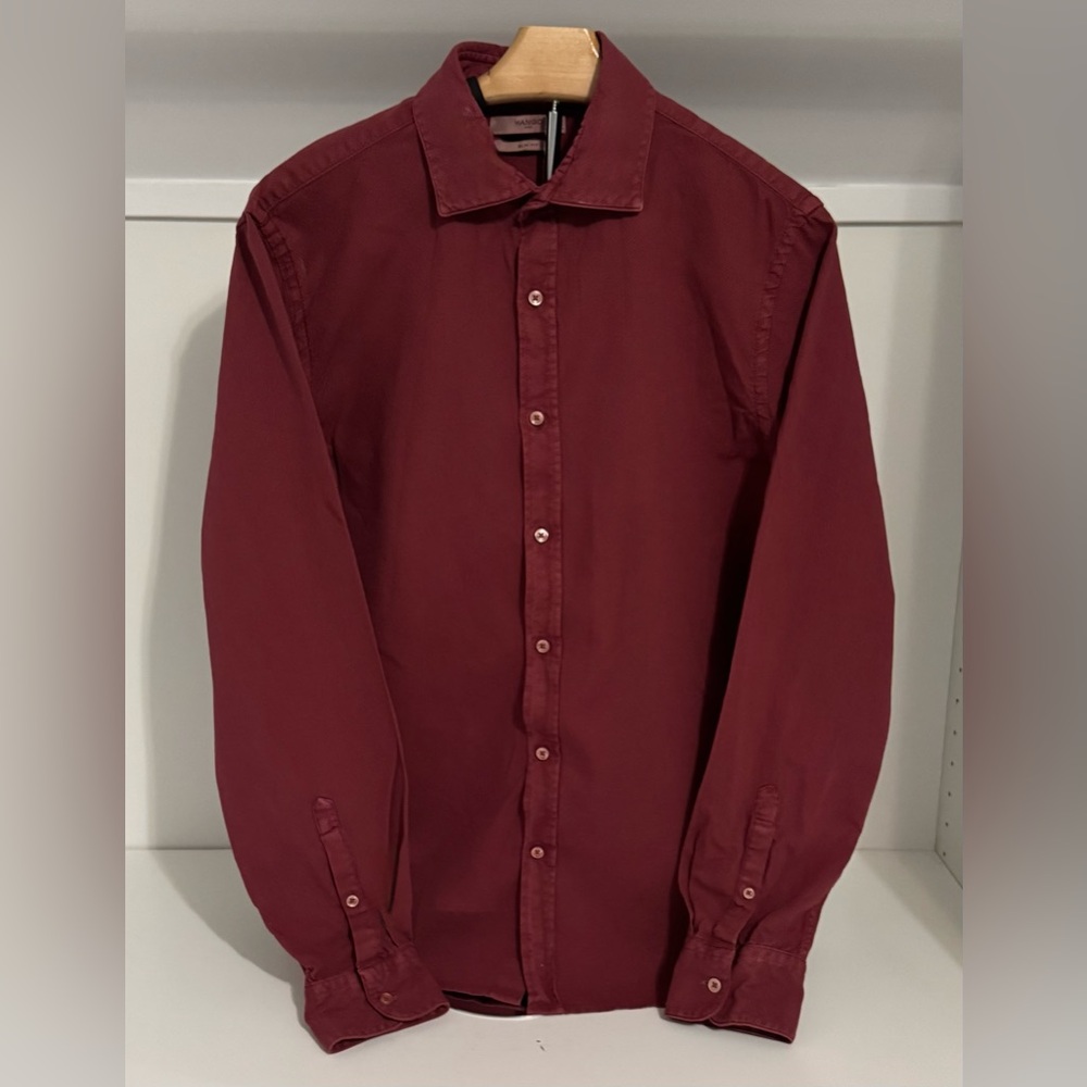 Mango Men’s‎ Burgundy Red Elegant Button-Down 100% Cotton Slim Fit Shirt Small